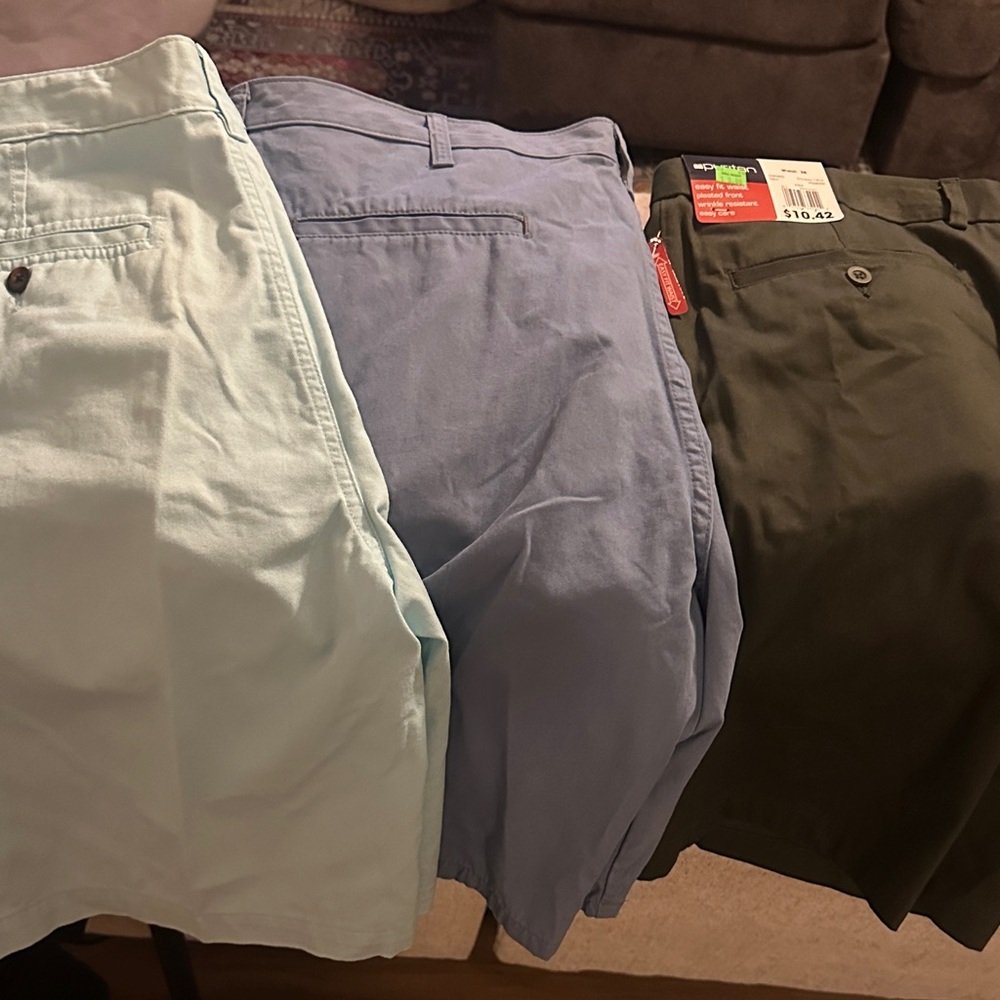 Set of Three Casual Shorts in Blue, Green, and Light Blue green pair is 38